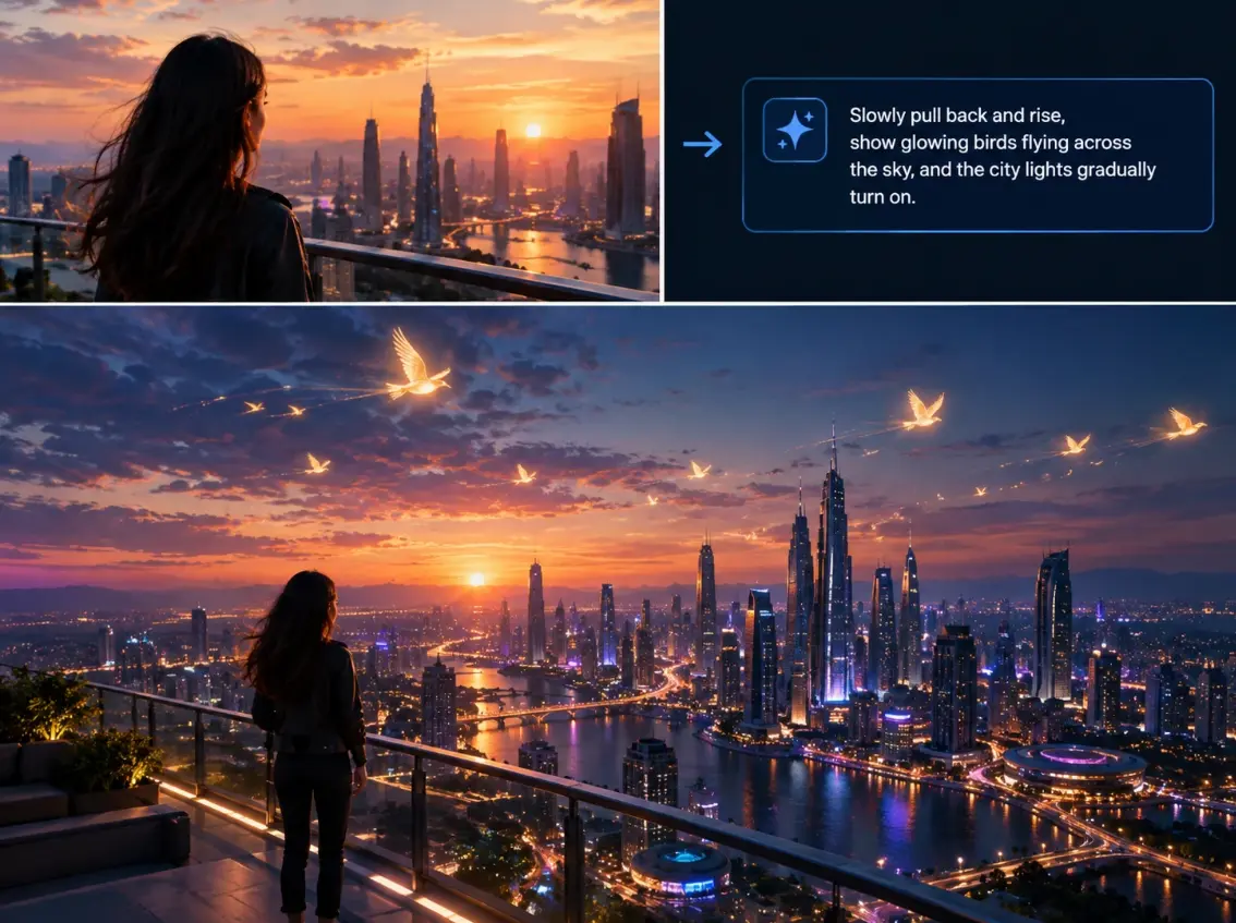 Prompt-guided AI video extension with creative control over the next scene
