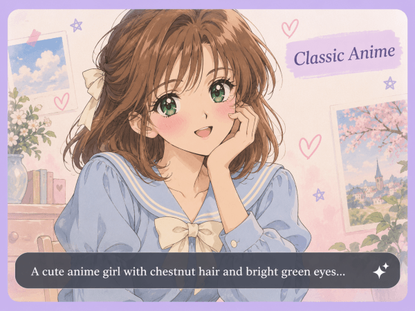 un prompt di testo crea un personaggio anime carino
