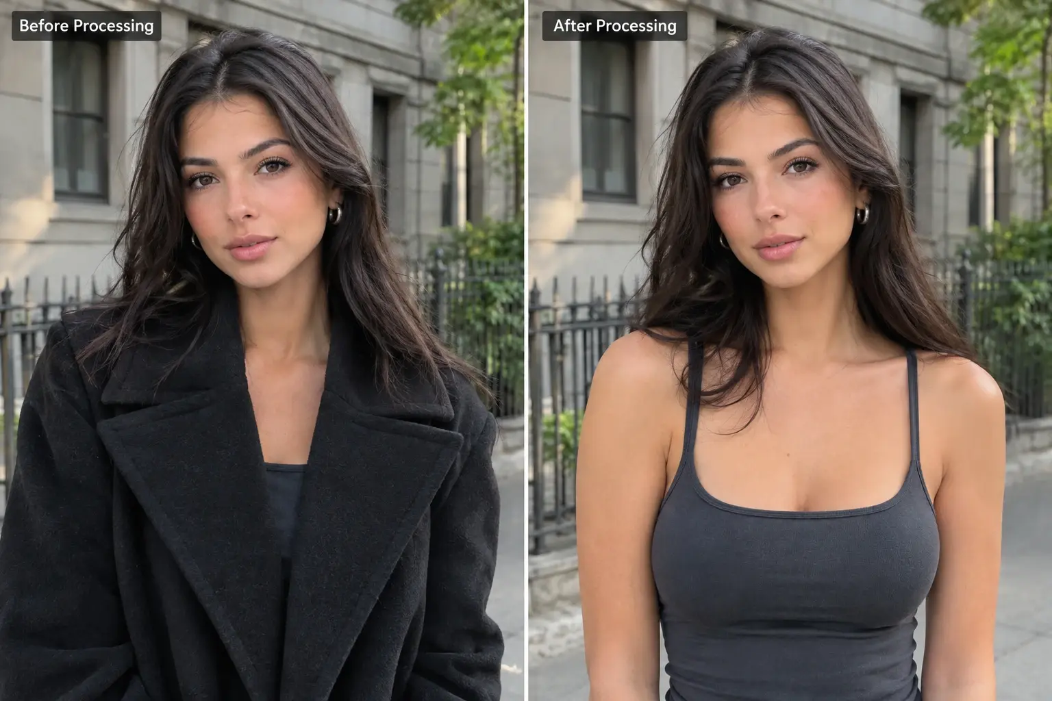 Remove the clothes from the girl