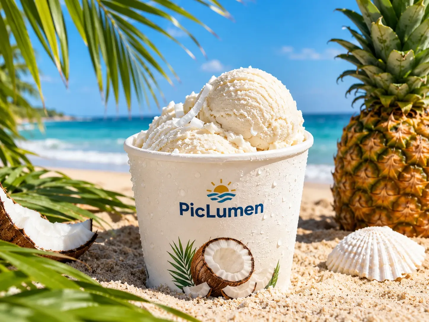 PicLumen 的海灘夏日椰子冰淇淋