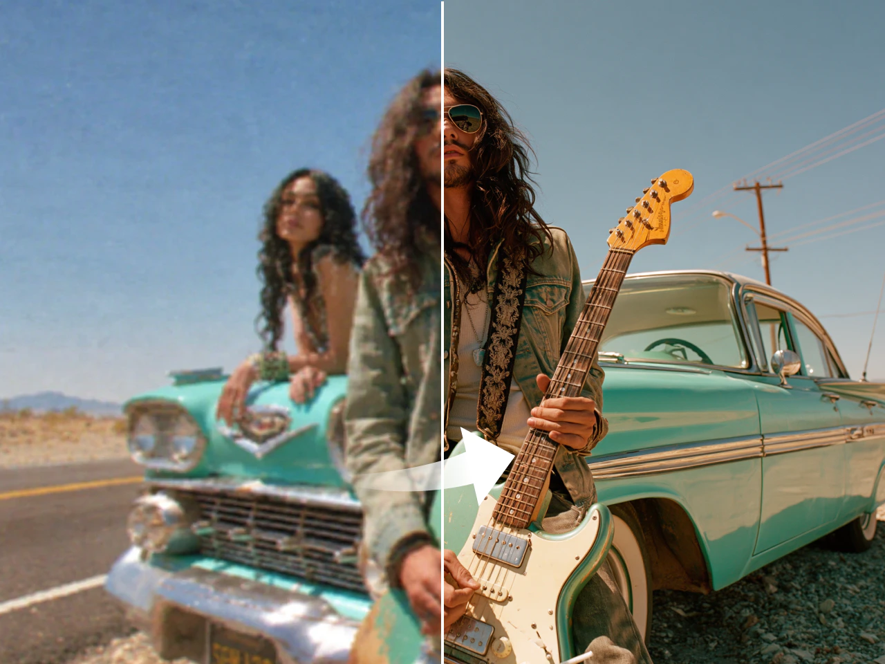 before and after enhancement of a blurry music video