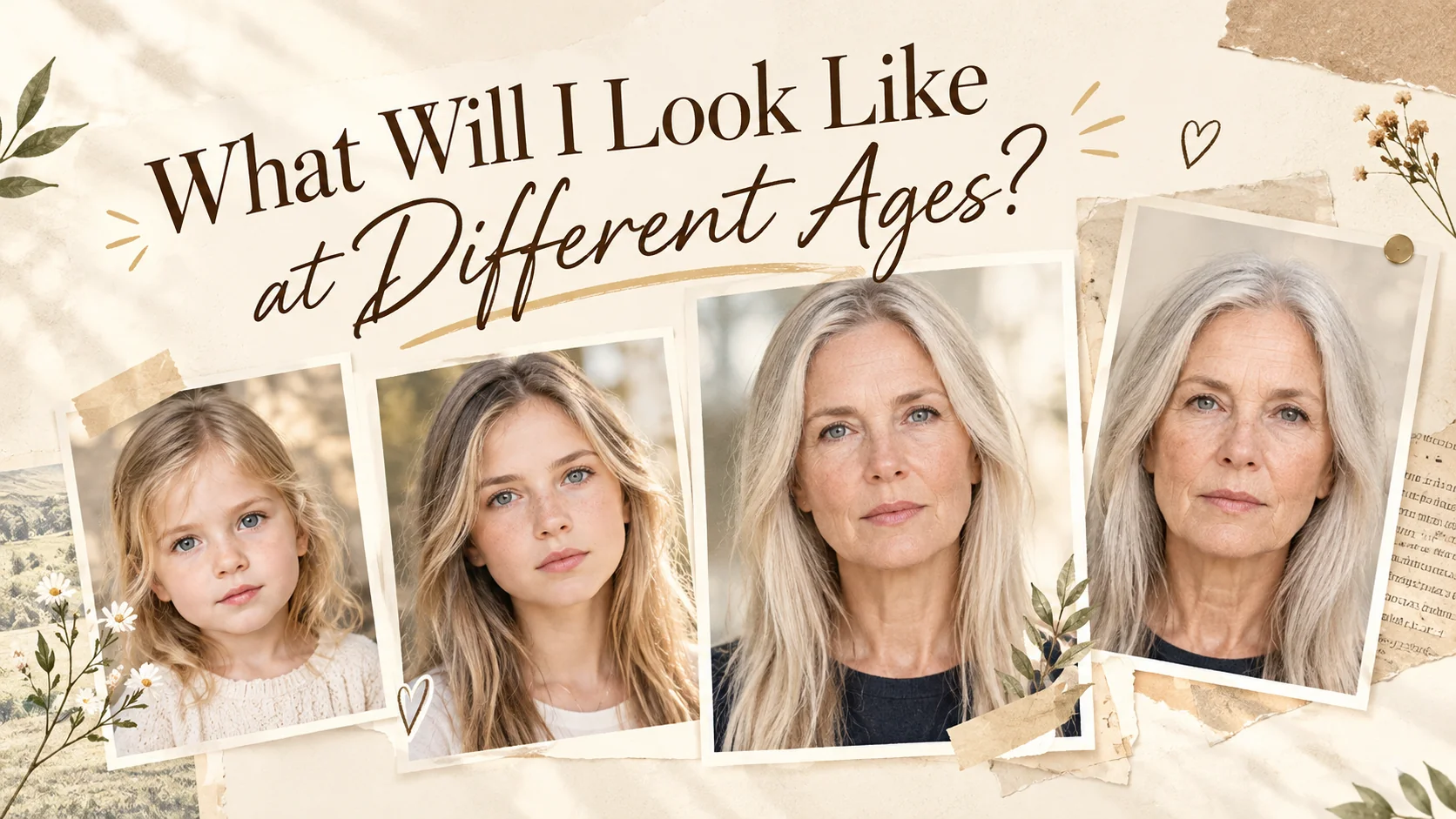 AI age progression showing one person at different ages