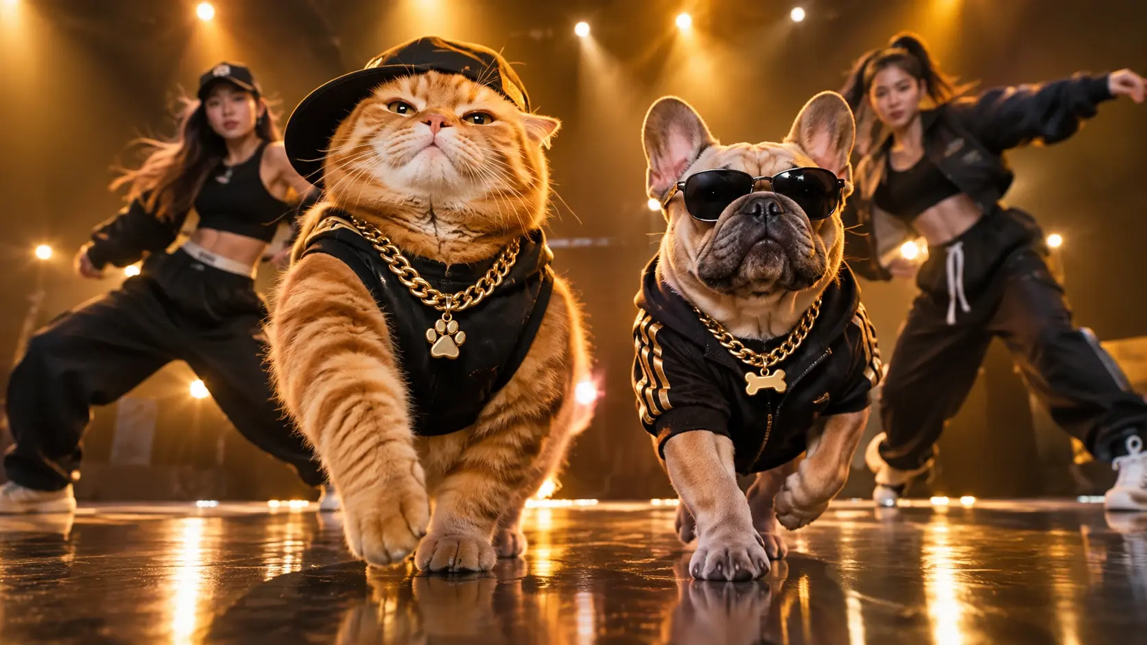Funny AI pet dance transformation created with Pet Diva Dance.
