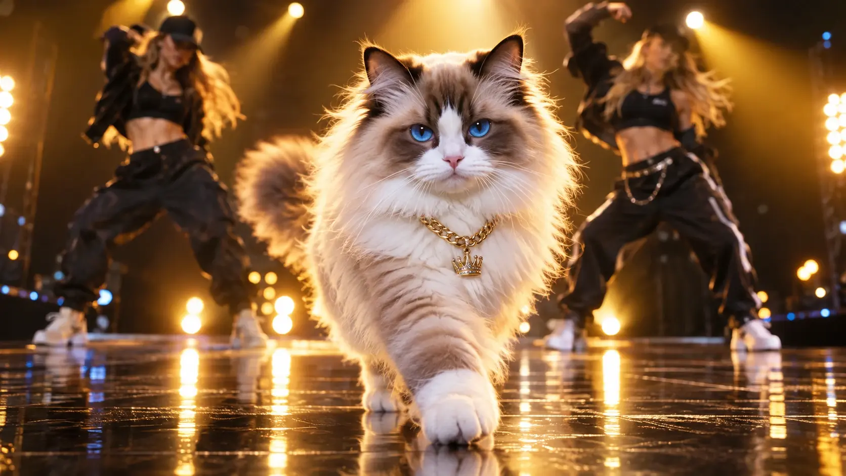 Glamorous pet performance inspired by the Pet Diva Dance trend.