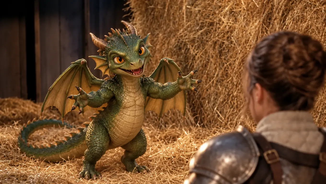 A medieval fantasy Rumpelstiltskin AI dance video featuring dragons and knights