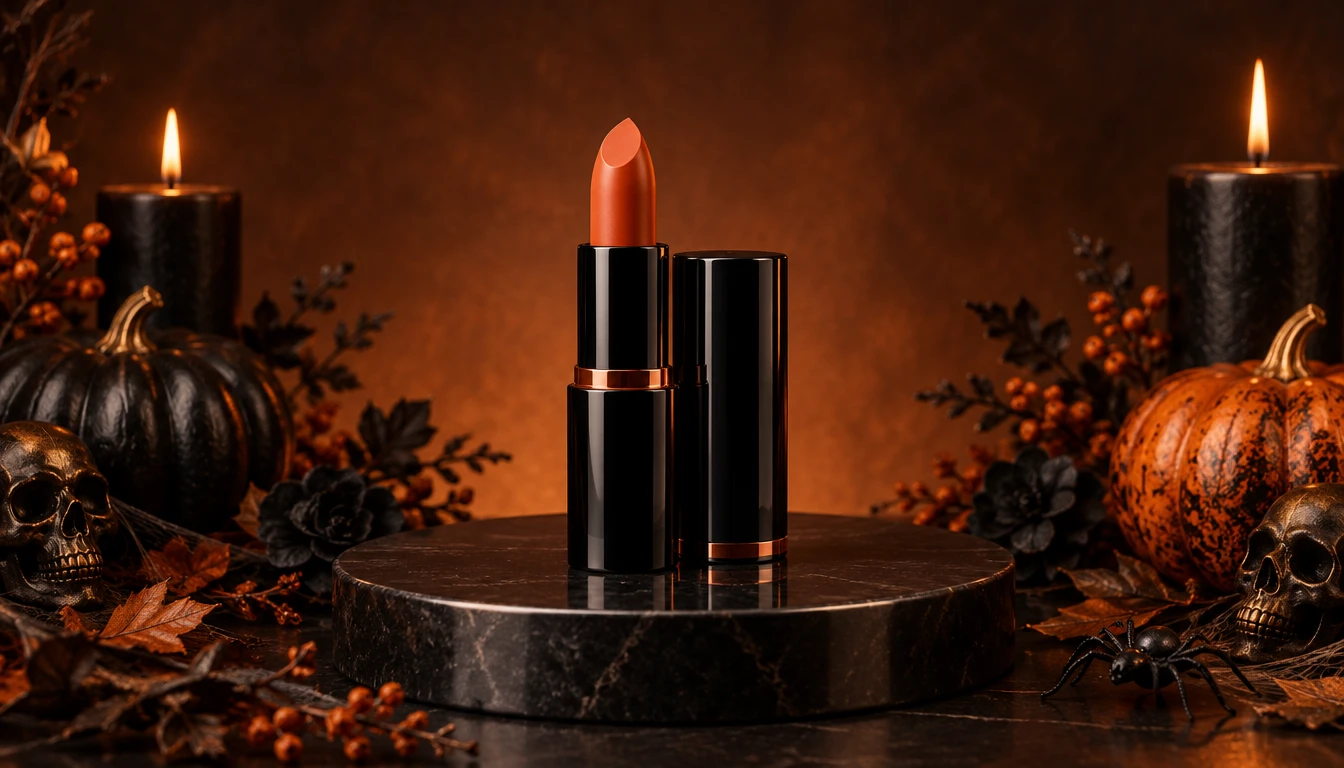 Before-and-after Halloween product showcase showing a plain product photo transformed with spooky seasonal decorations