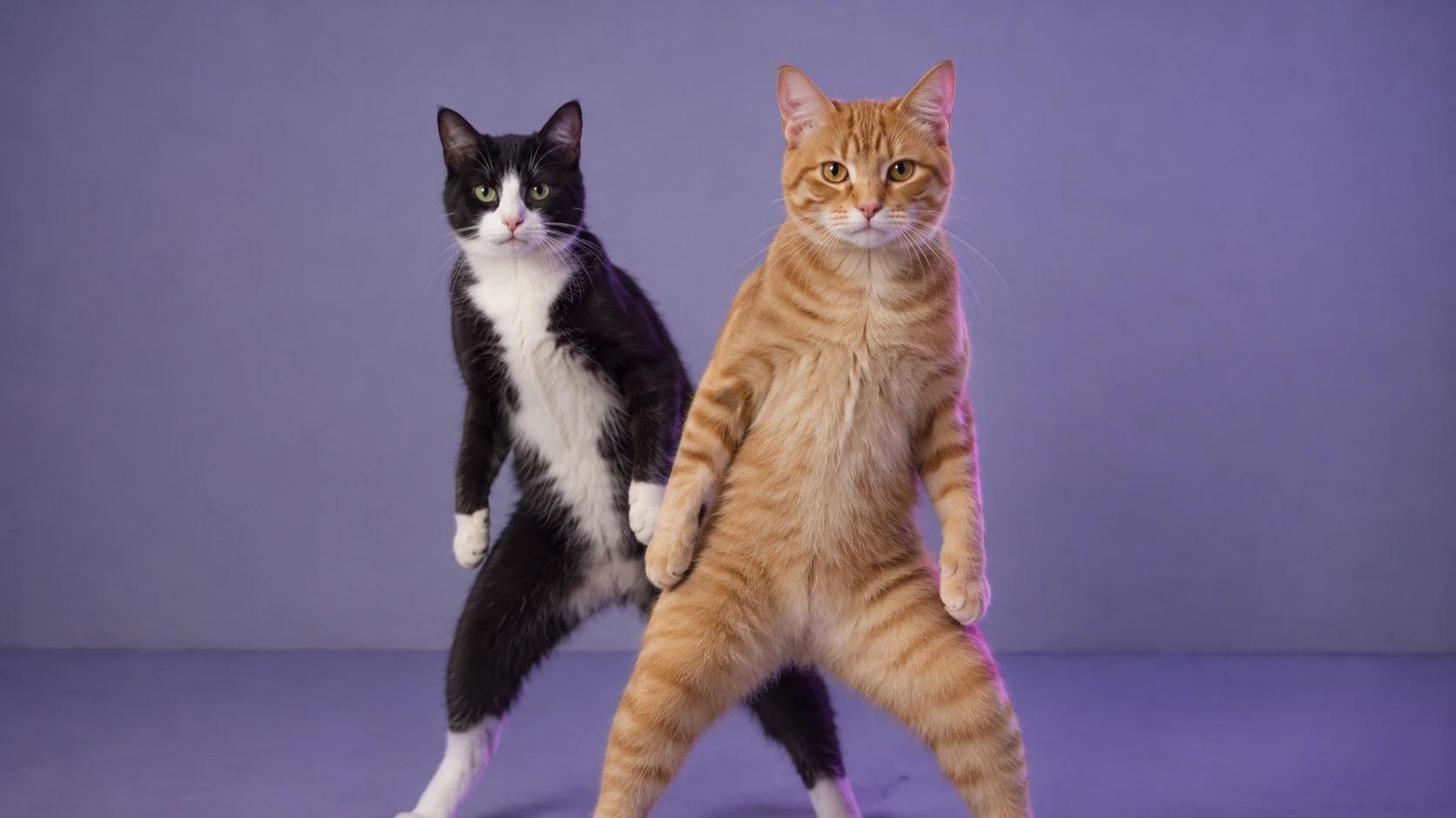 NEON Dance Video Featuring an Orange Cat and a Cow-Print Cat