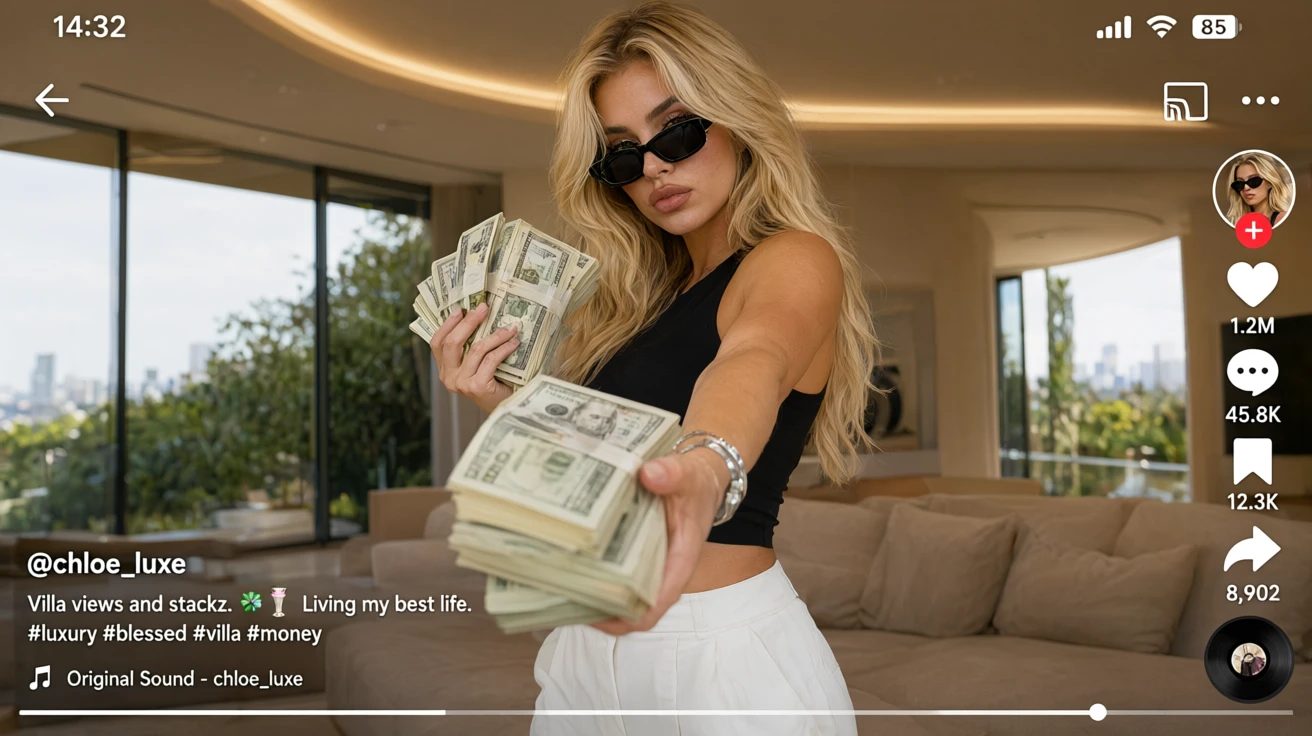 Teile dein KI-Money-Flex-Video auf Social Media