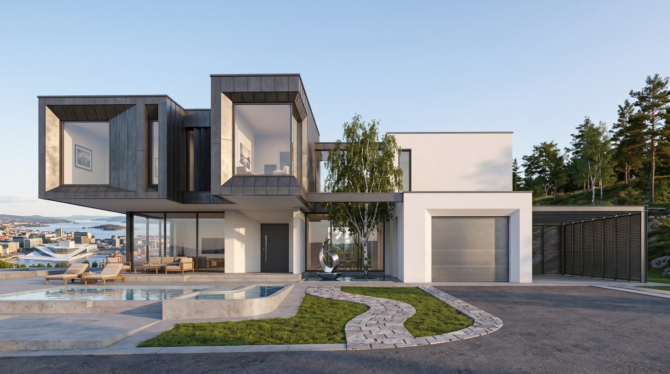 modern residence, exterior visualization